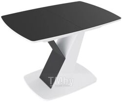 Обеденный стол ТриЯ Гарда тип 1 (белый/стекло матовое черный графит)