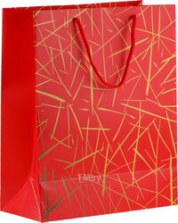 Пакет подарочный с ручками, 32х26х12 см., красный, серия Emma, PERFECTO LINEA 47-322603