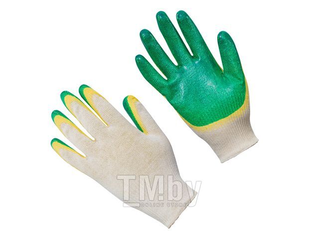 Купить перчатки х/б, латексное покрытие (двойной облив), 13 класс 10 .